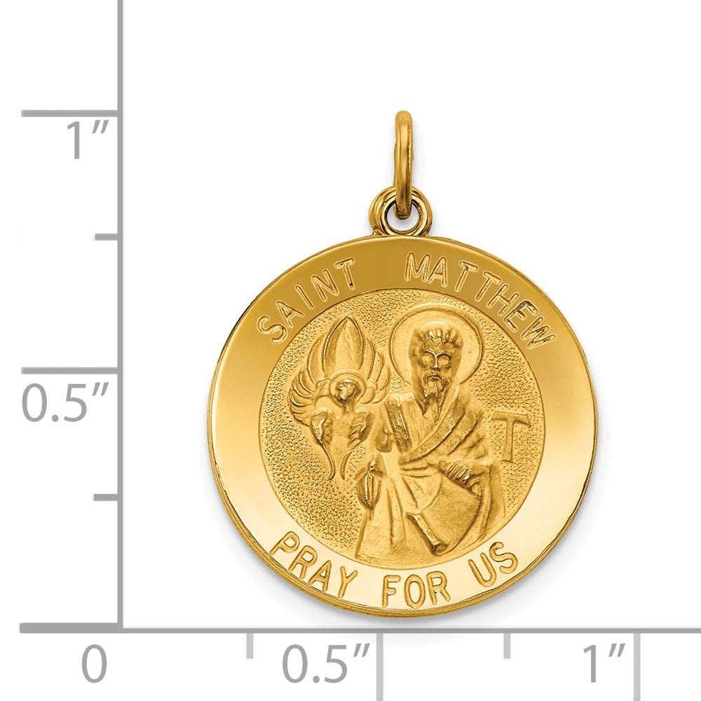 Saint Matthew Medal Pendant in 14k Yellow Gold