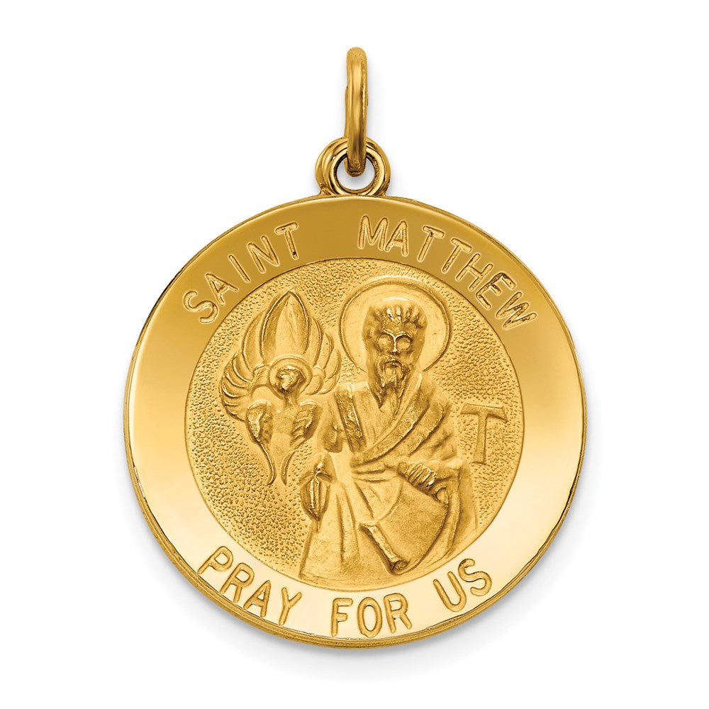 Saint Matthew Medal Pendant in 14k Yellow Gold