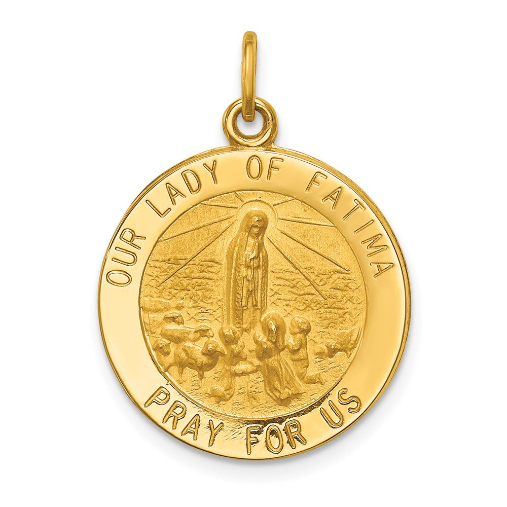 Our Lady of Fatima Medal Pendant in 14k Yellow Gold
