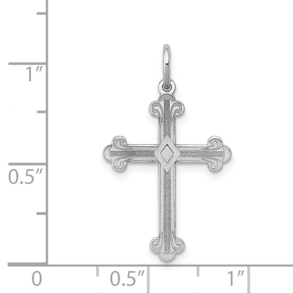 Laser Designed Cross Pendant in 14k White Gold