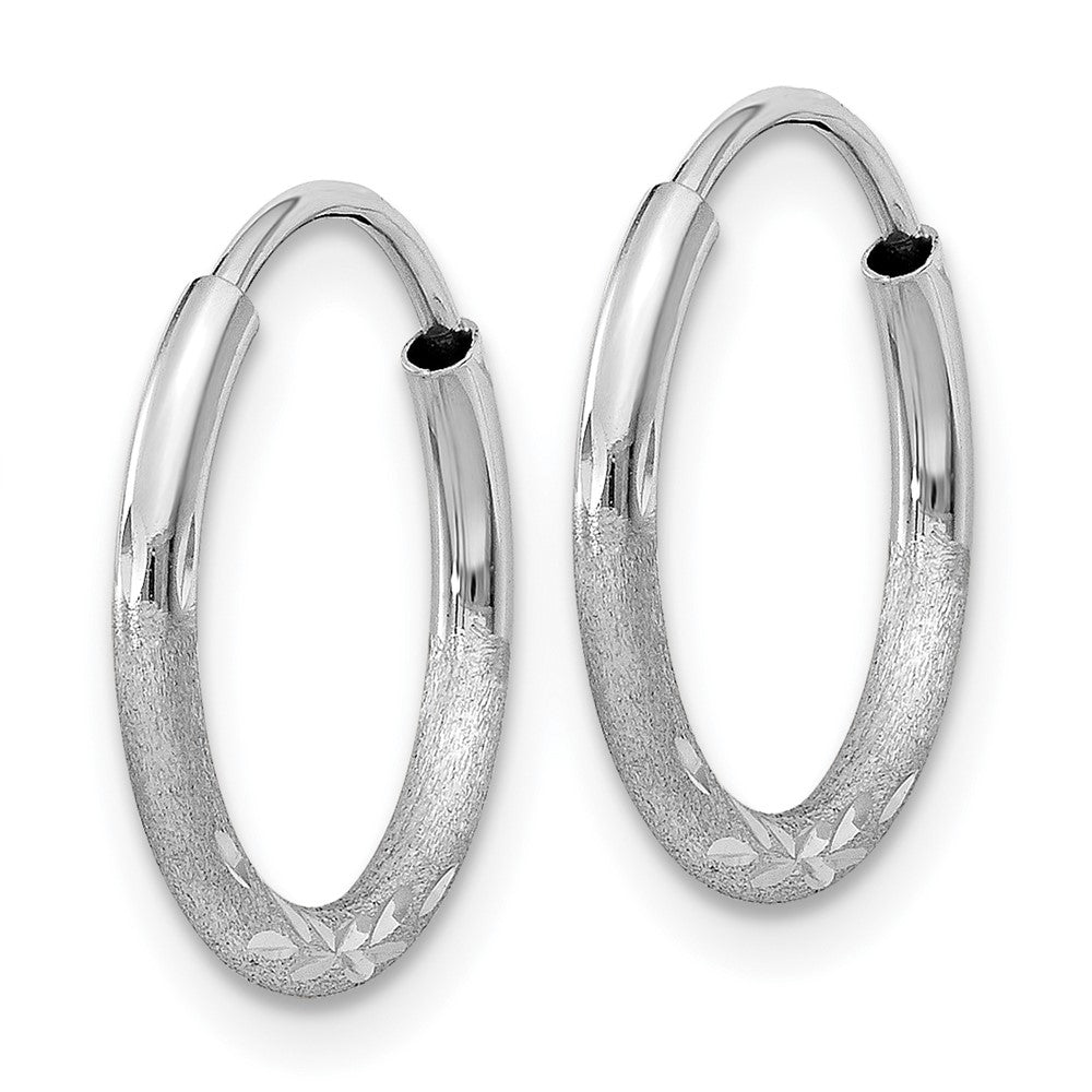 1.5mm Diamond-cut Endless Hoop Earrings in 14k White Gold