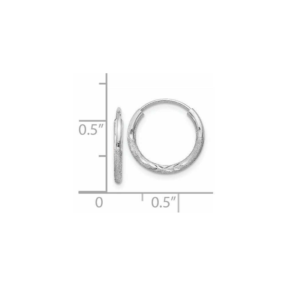 1.5mm Diamond-cut Endless Hoop Earrings in 14k White Gold