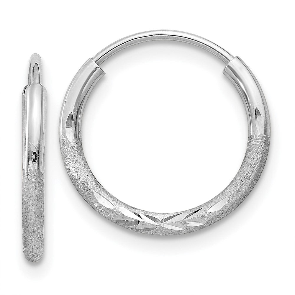 1.5mm Diamond-cut Endless Hoop Earrings in 14k White Gold