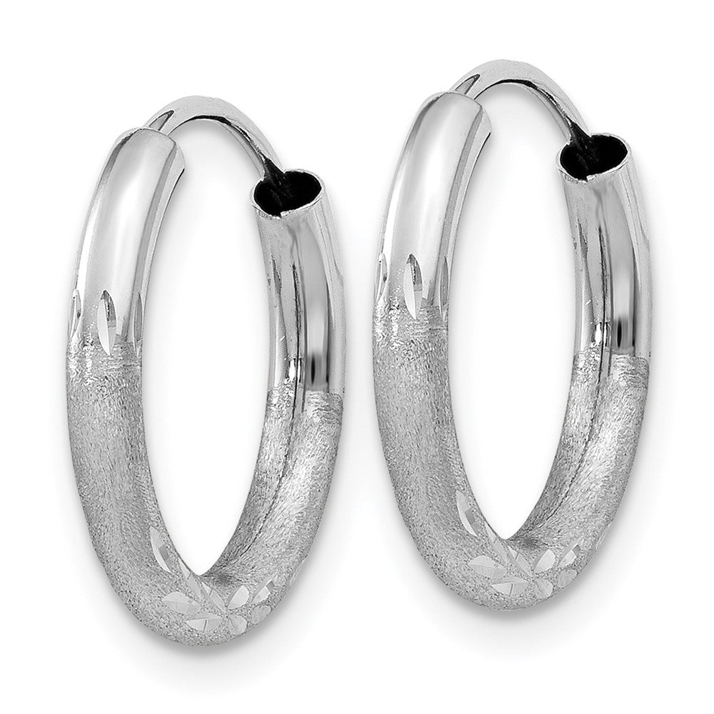2mm Diamond-cut Endless Hoop Earrings in 14k White Gold