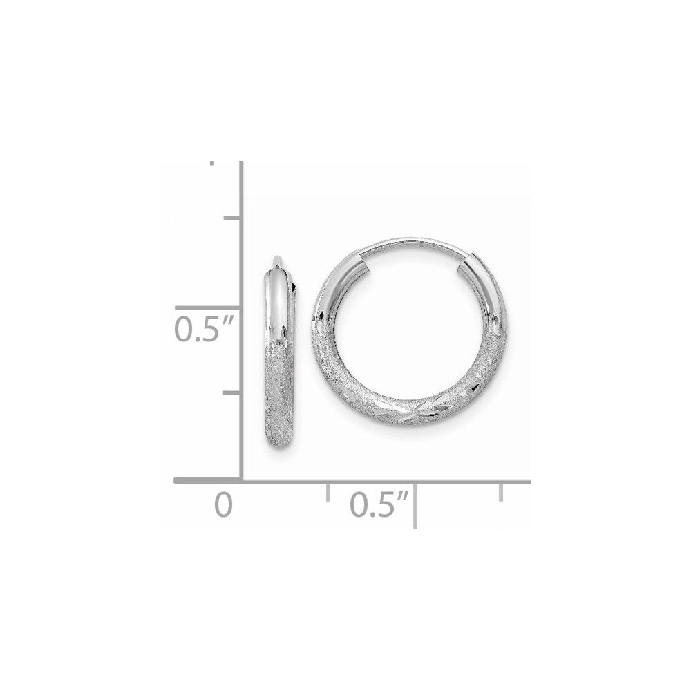2mm Diamond-cut Endless Hoop Earrings in 14k White Gold