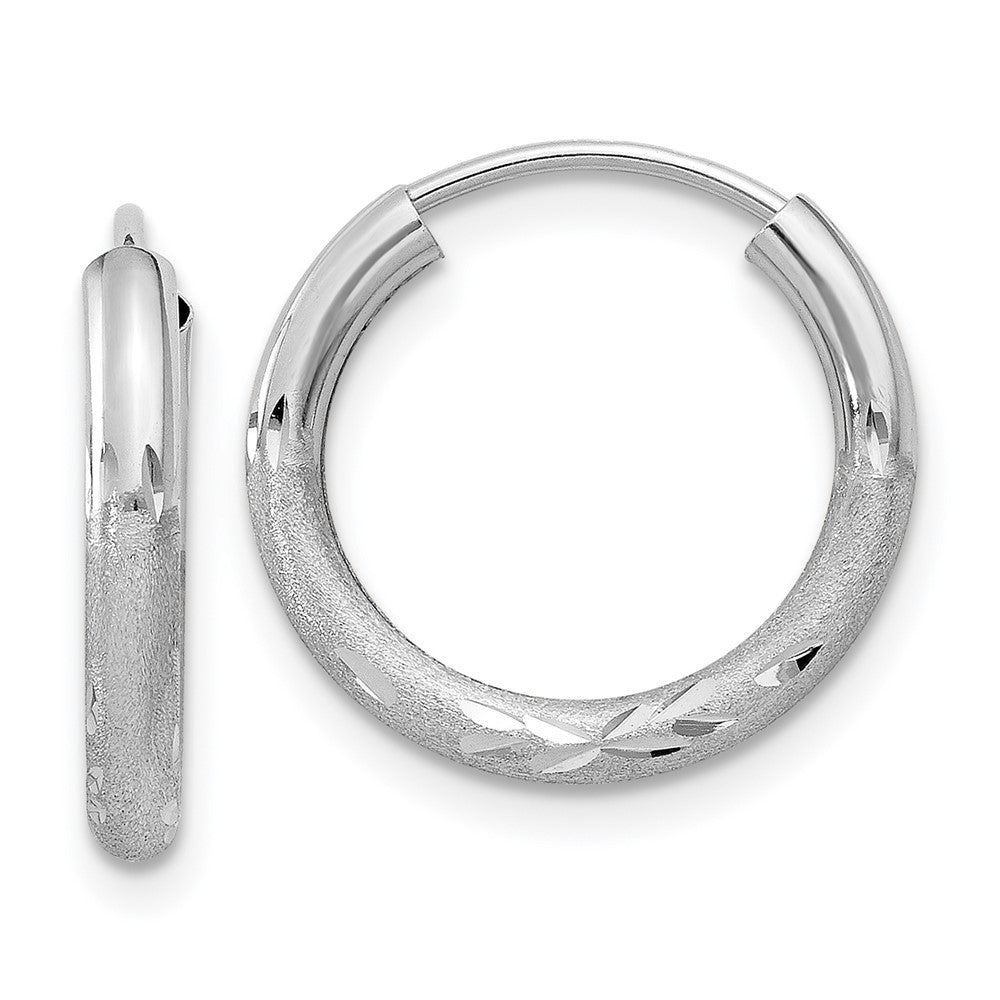 2mm Diamond-cut Endless Hoop Earrings in 14k White Gold