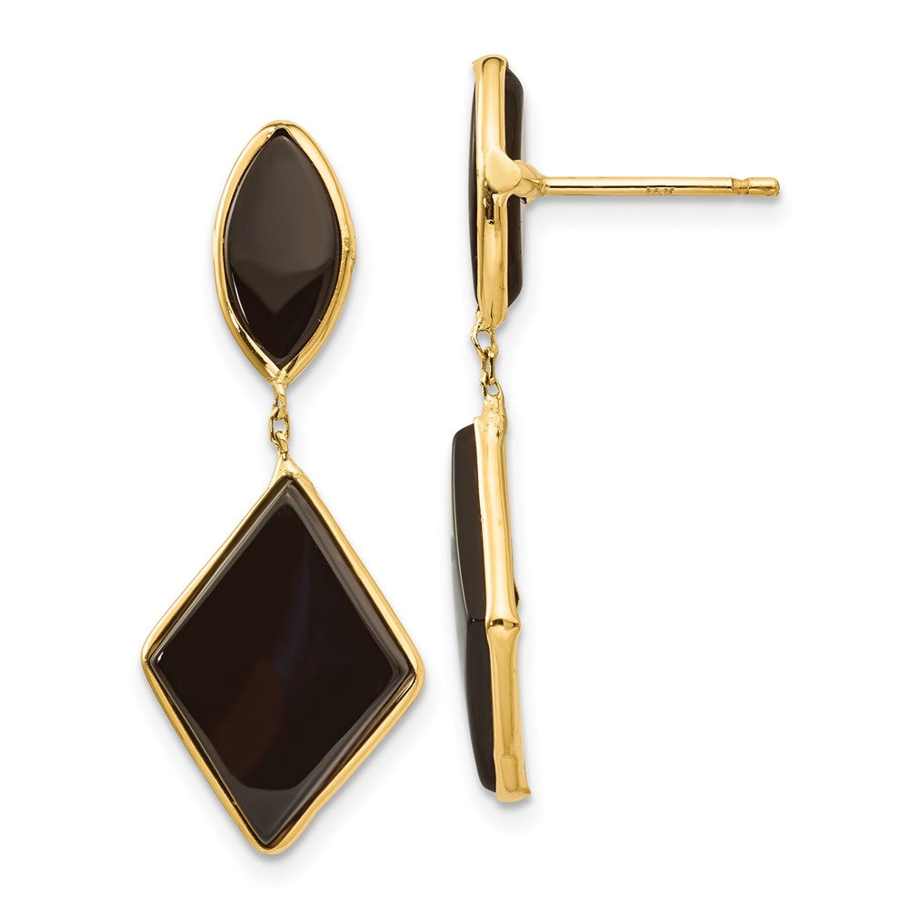 Onyx Dangle Earrings in 14k Yellow Gold
