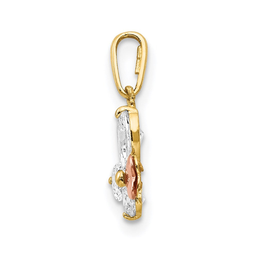 14k Yellow & Rose Gold CZ Children's Butterfly Pendant