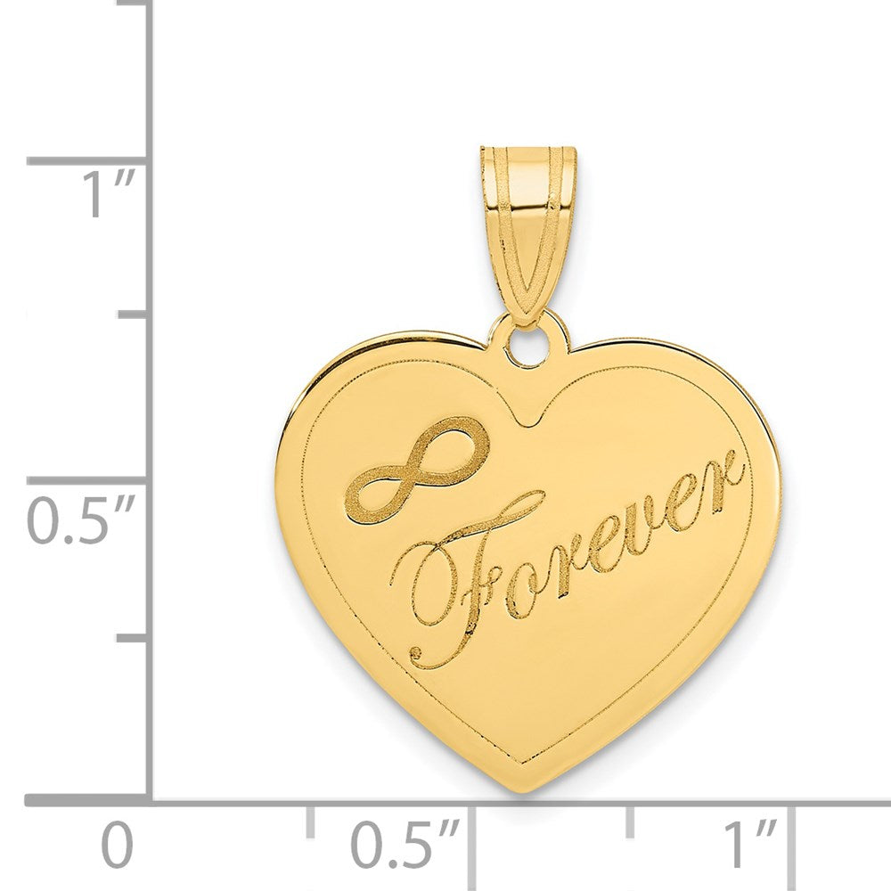 Infinity FOREVER Laser Cut Charm Heart Pendant in 14k Yellow Gold