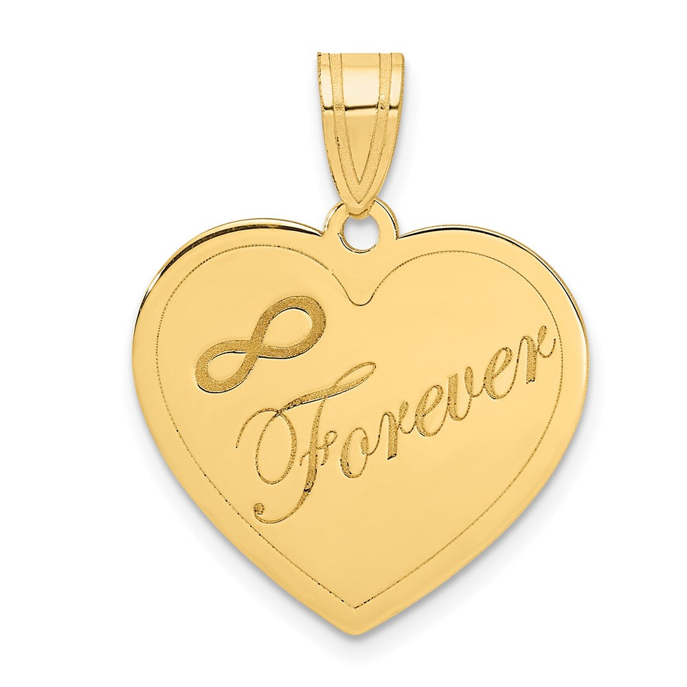 Infinity FOREVER Laser Cut Charm Heart Pendant in 14k Yellow Gold