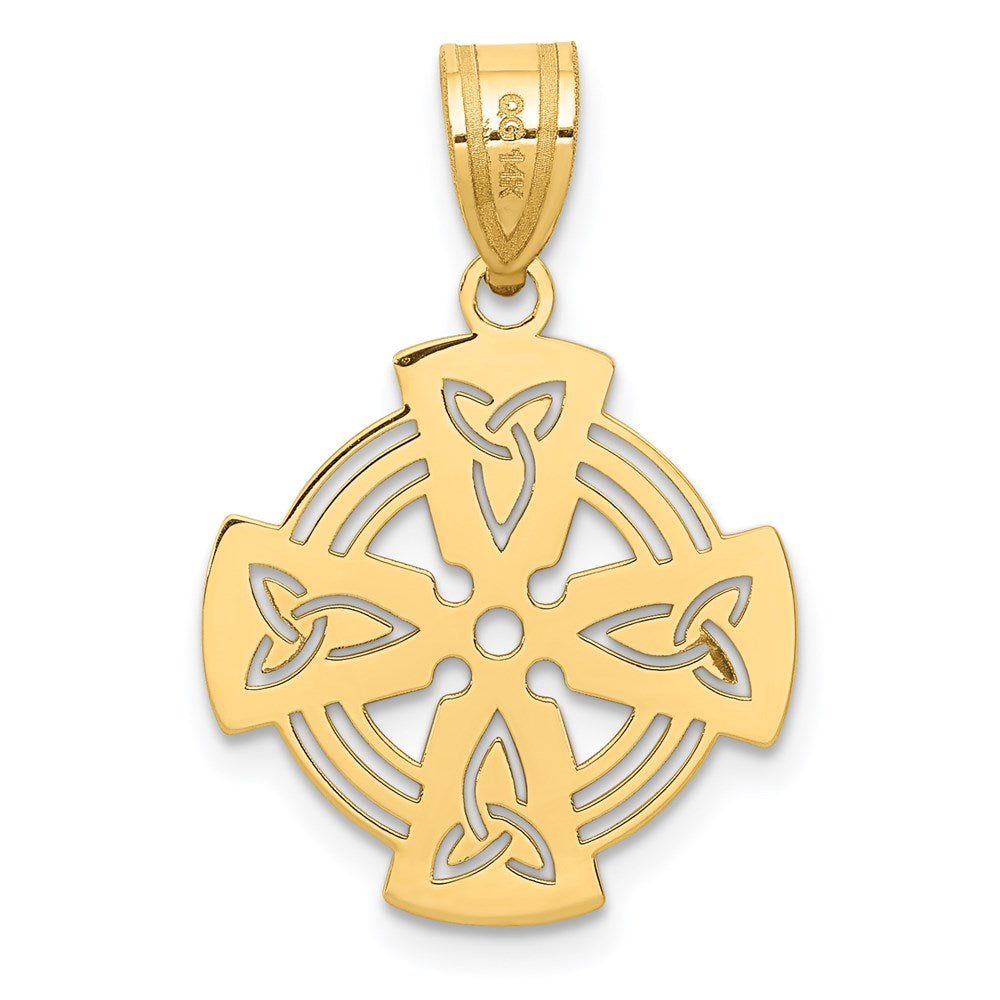 Laser Cut Celtic Cross Charm in 14k Yellow Gold