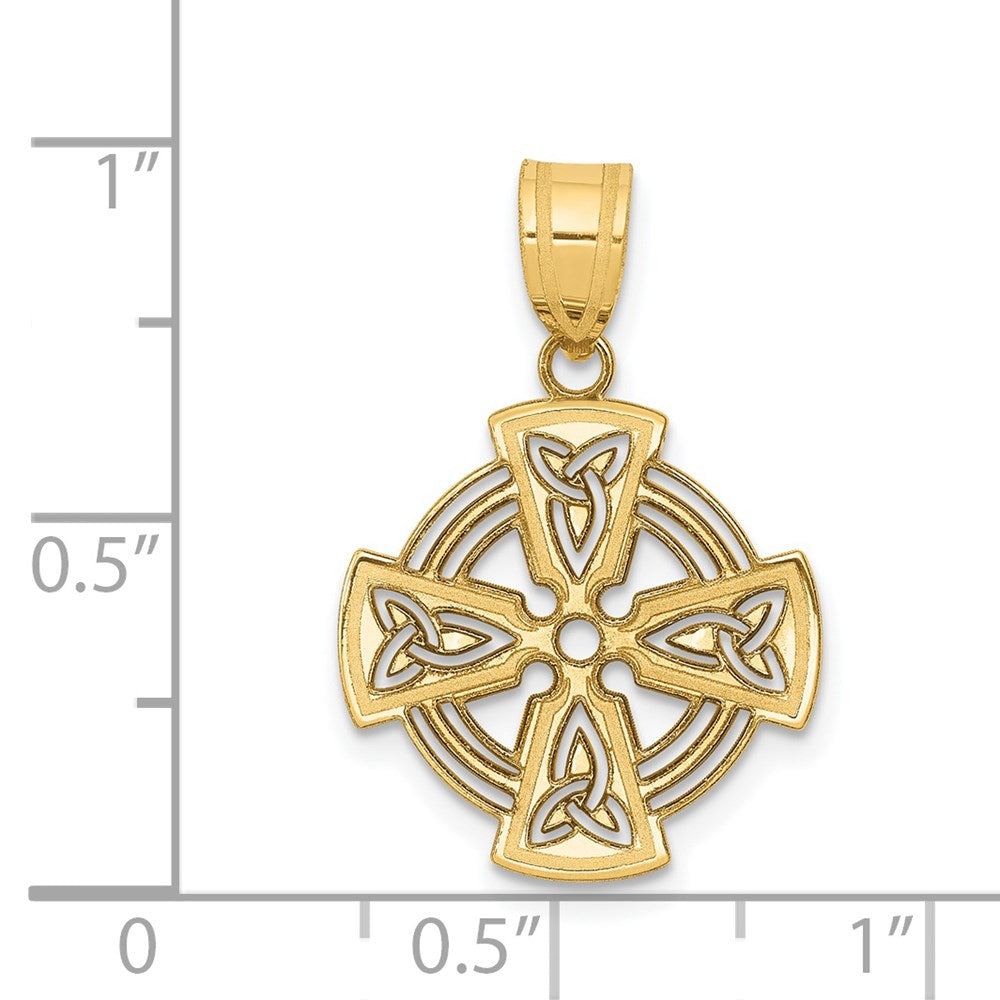 Laser Cut Celtic Cross Charm in 14k Yellow Gold