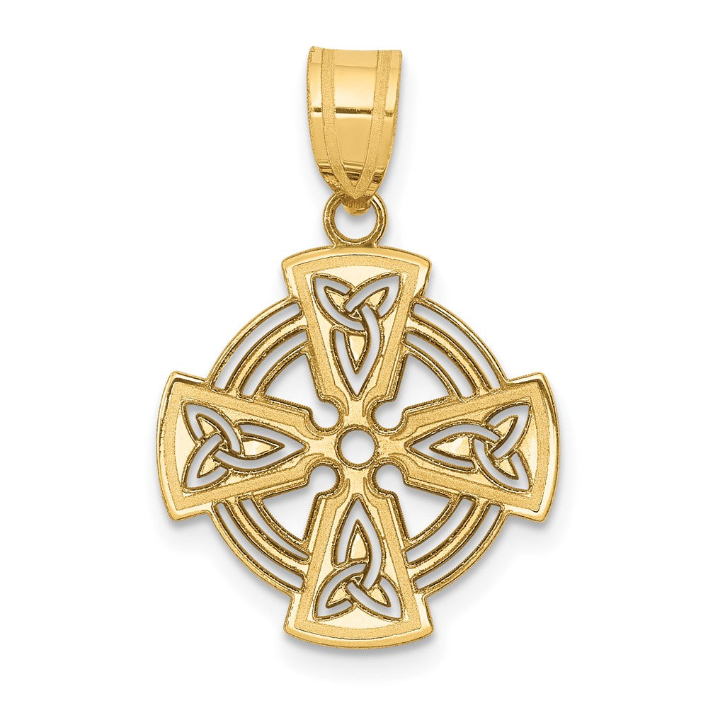 Laser Cut Celtic Cross Charm in 14k Yellow Gold