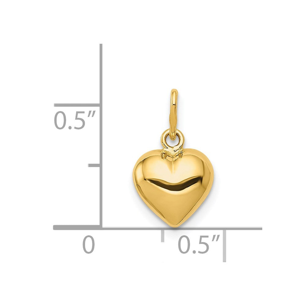 Polished 3-D Puffed Heart Charm in 14k Yellow Gold