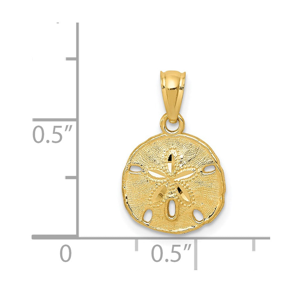 14k Gold Polished & Textured Sand Dollar Pendant