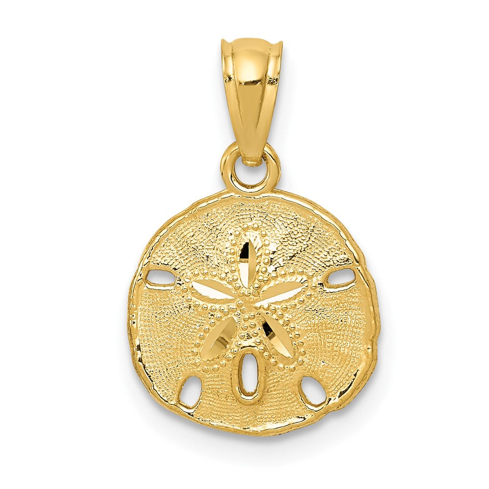 14k Gold Polished & Textured Sand Dollar Pendant