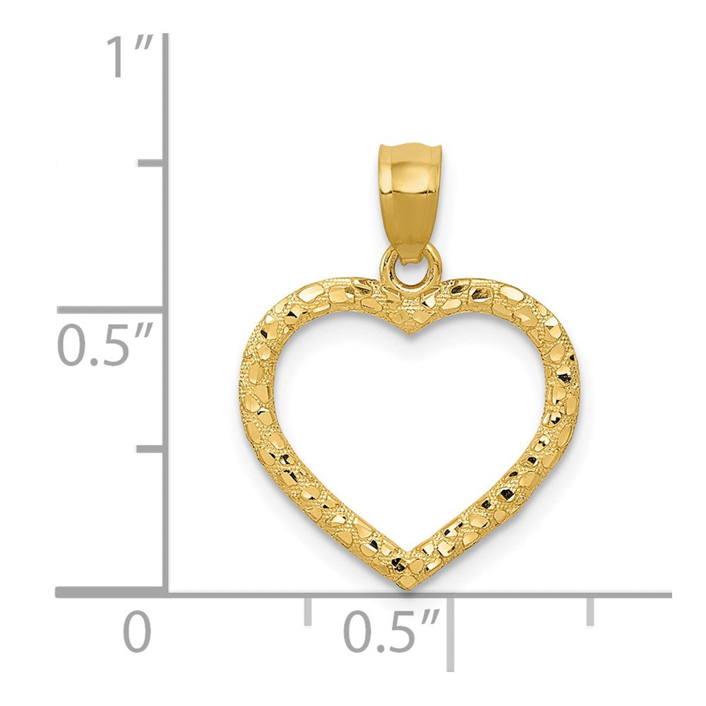 Polished & Textured Open Heart Pendant in 14k Yellow Gold