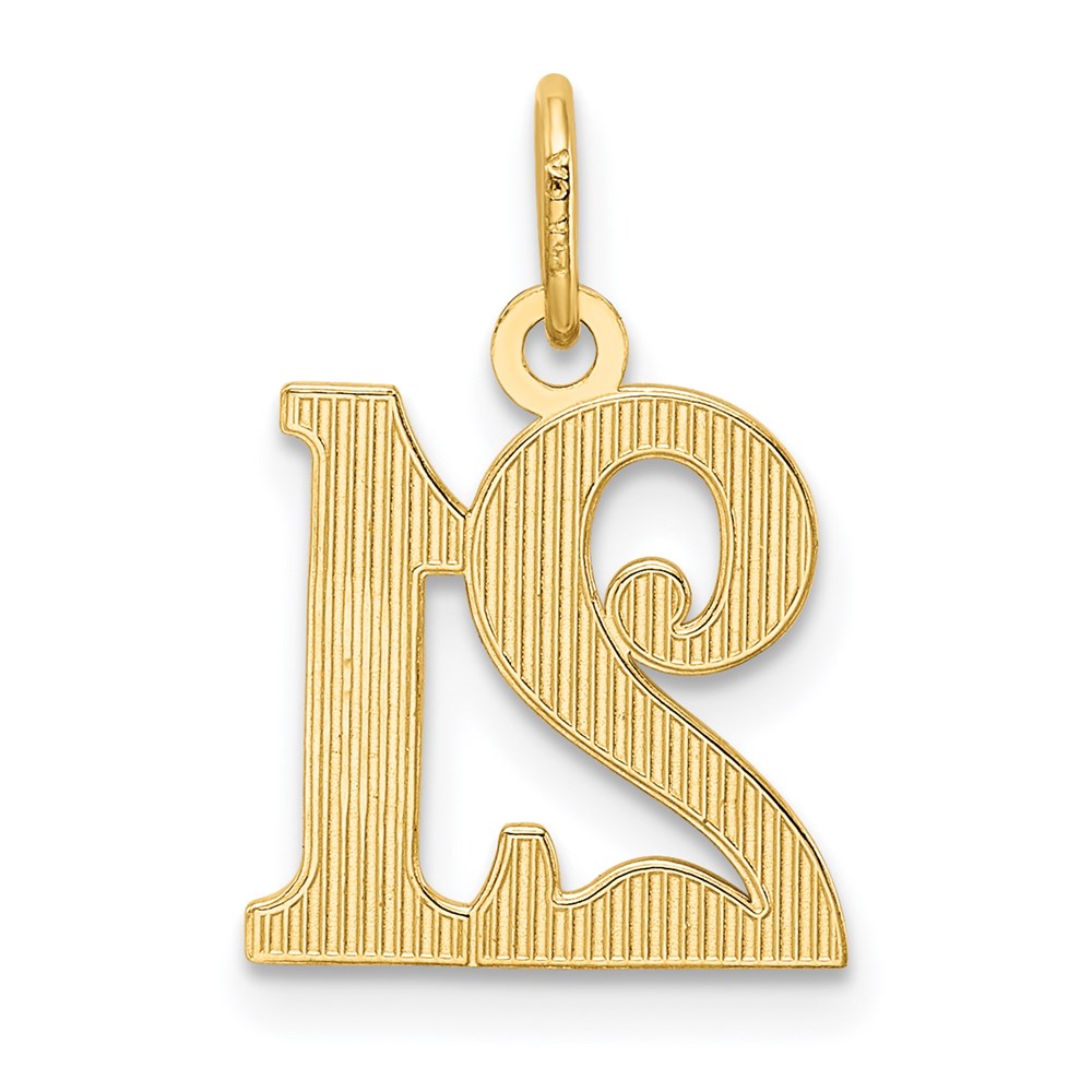 Diamond-cut 21 Pendant in 14k Yellow Gold