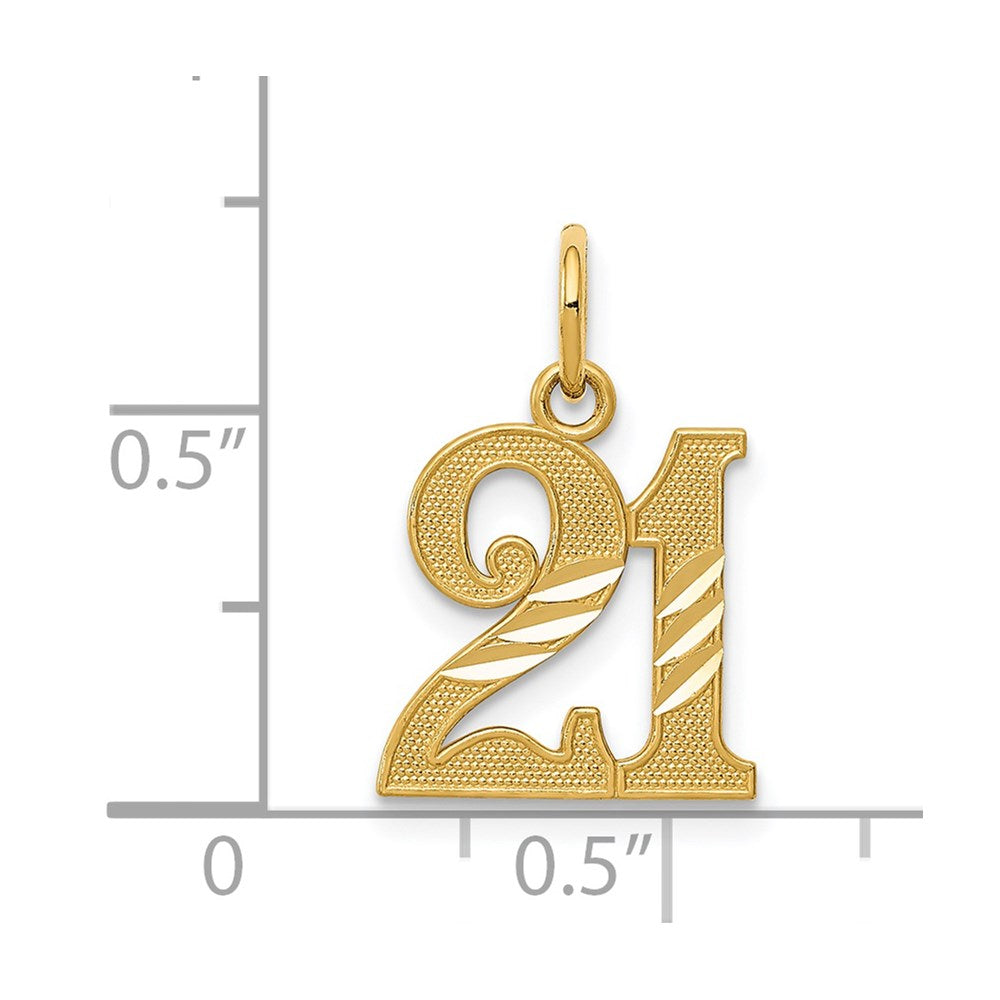 Diamond-cut 21 Pendant in 14k Yellow Gold