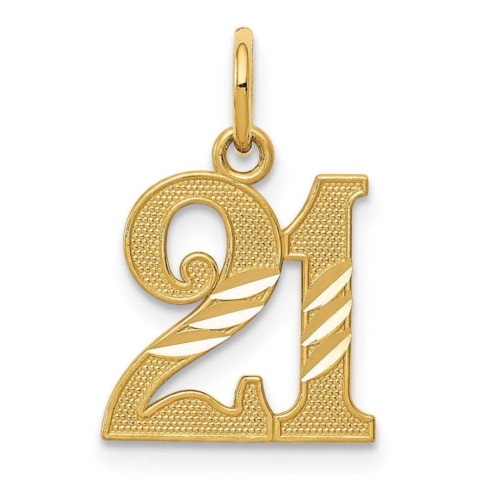 Diamond-cut 21 Pendant in 14k Yellow Gold