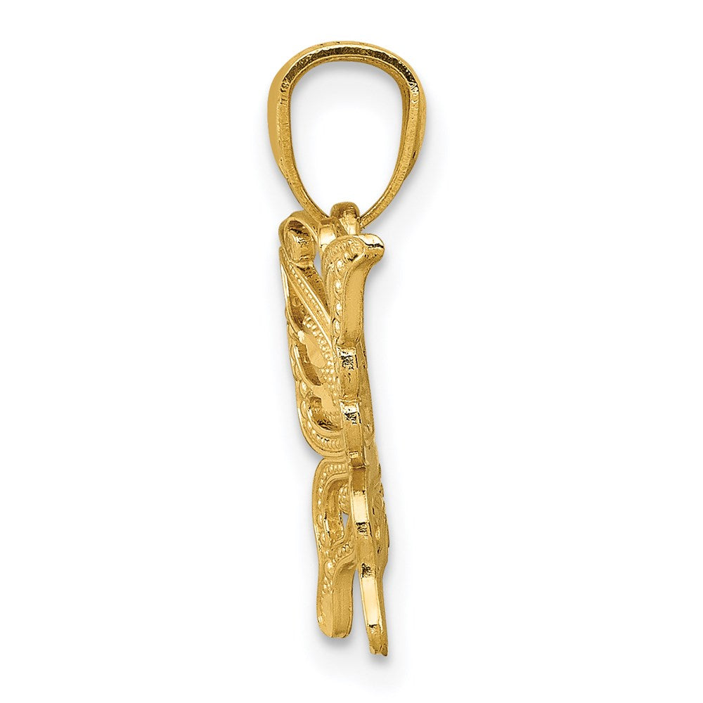 Diamond-cut Butterfly Pendant in 14k Yellow Gold