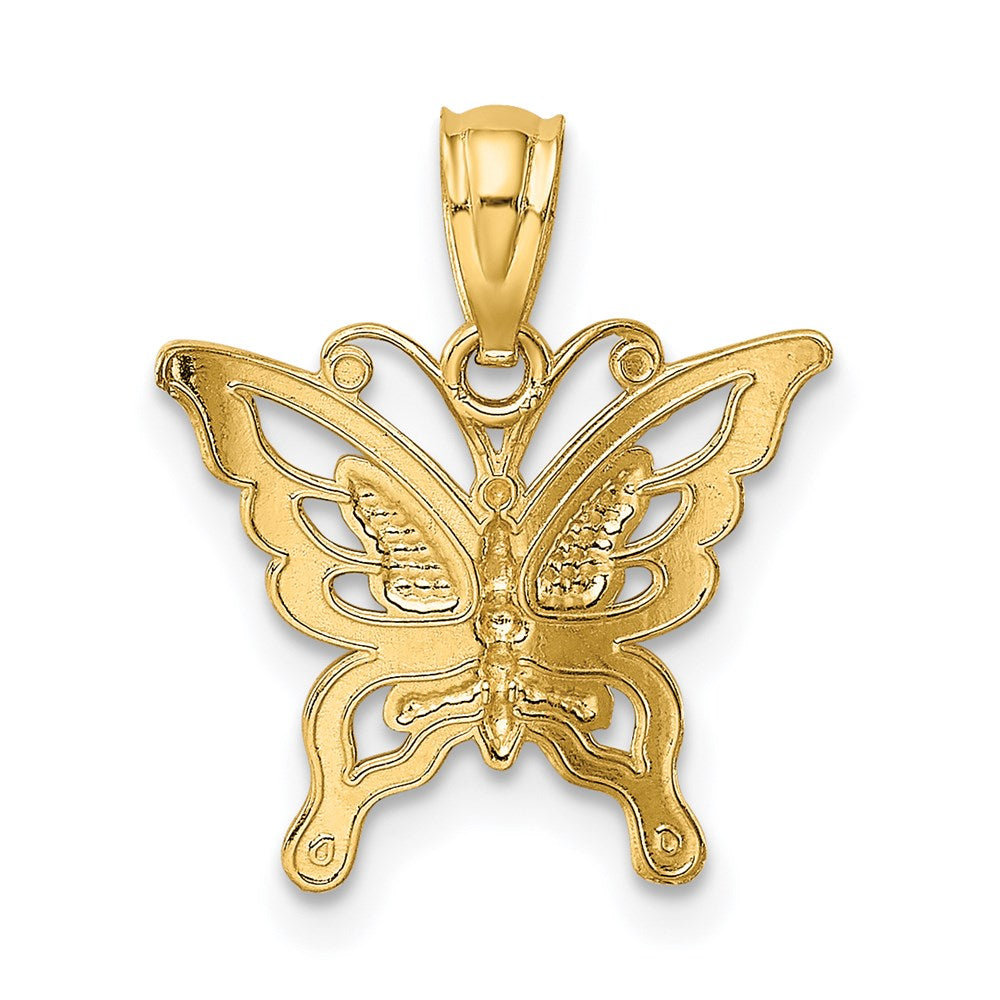 Diamond-cut Butterfly Pendant in 14k Yellow Gold