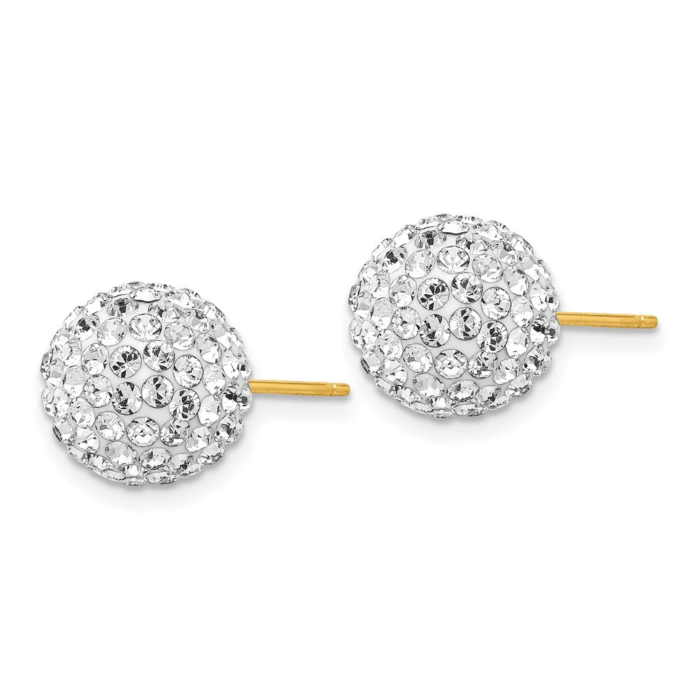 10mm Disco Ball Crystal Stud Earrings in 14k Yellow Gold