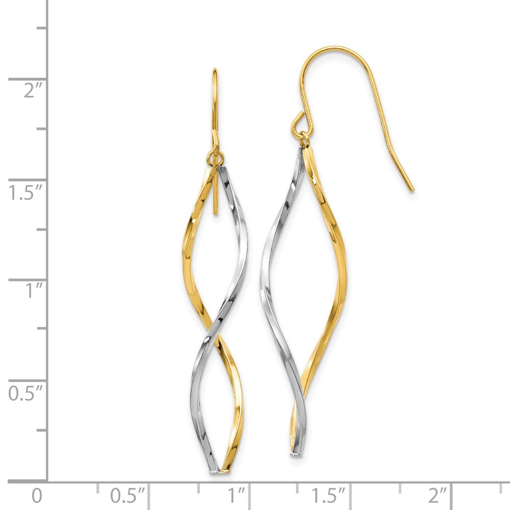 Two-tone Twist Dangle Earrings in 14k Yellow & White Gold