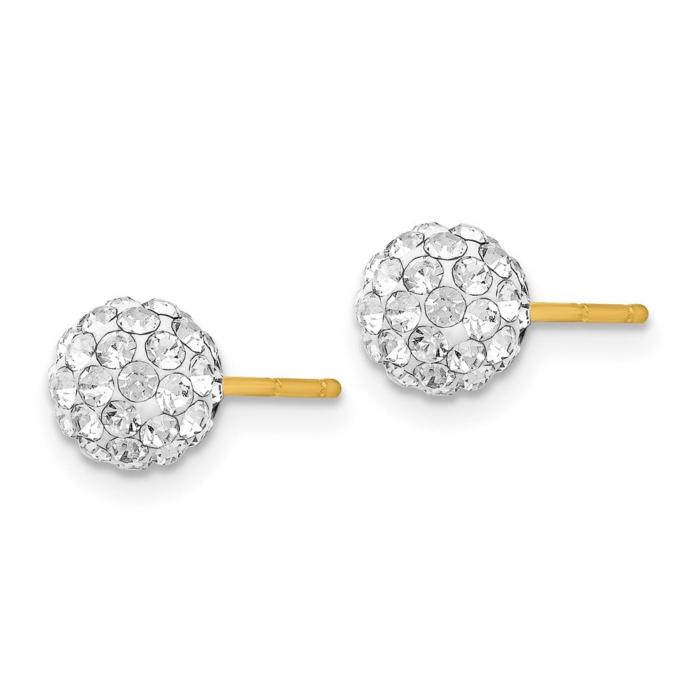 Post 6mm Crystal Ball Earrings in 14k Yellow Gold