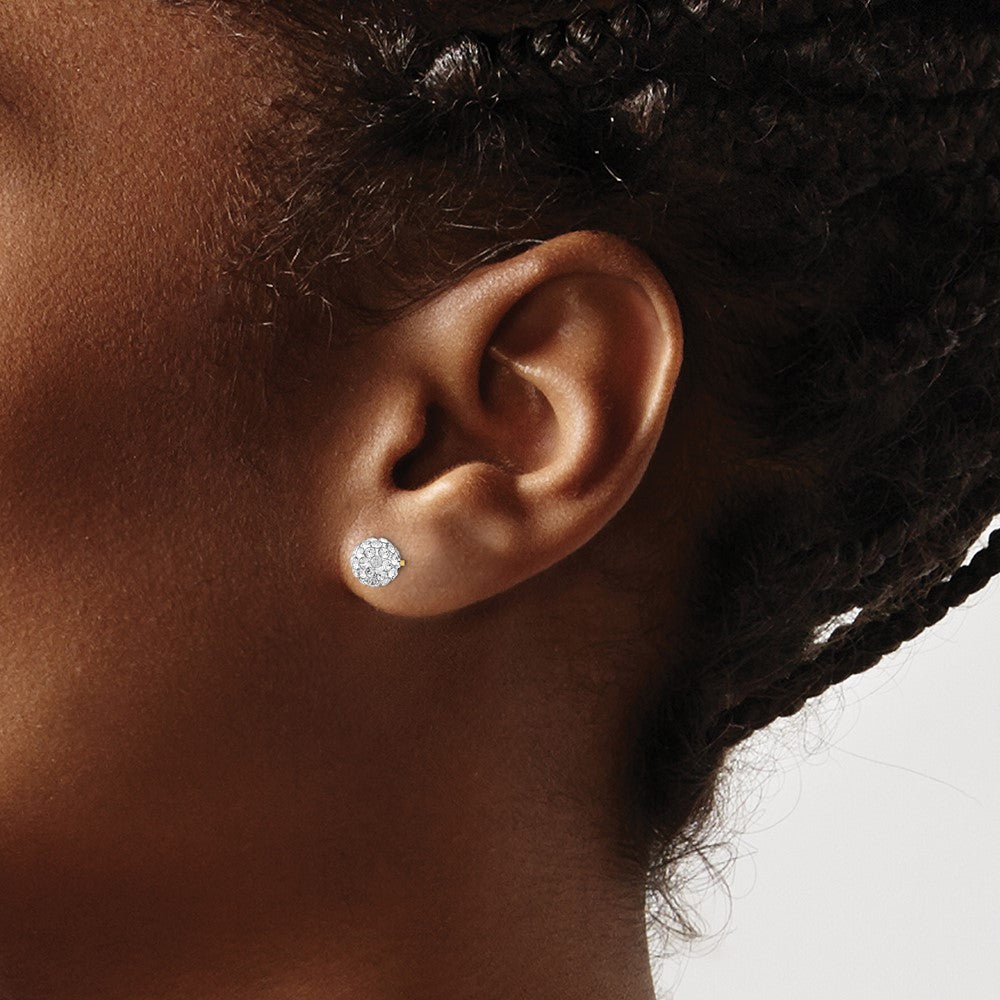 Post 6mm Crystal Ball Earrings in 14k Yellow Gold
