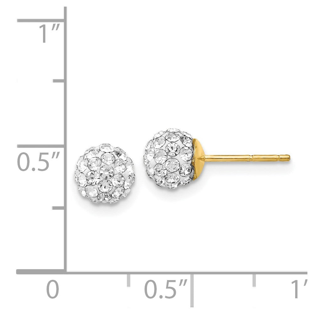 Post 6mm Crystal Ball Earrings in 14k Yellow Gold