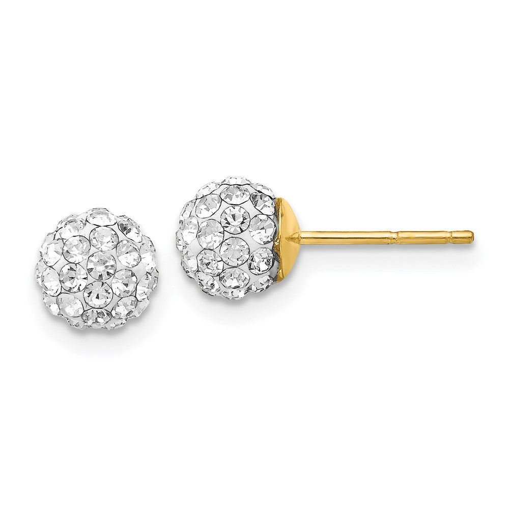 Post 6mm Crystal Ball Earrings in 14k Yellow Gold