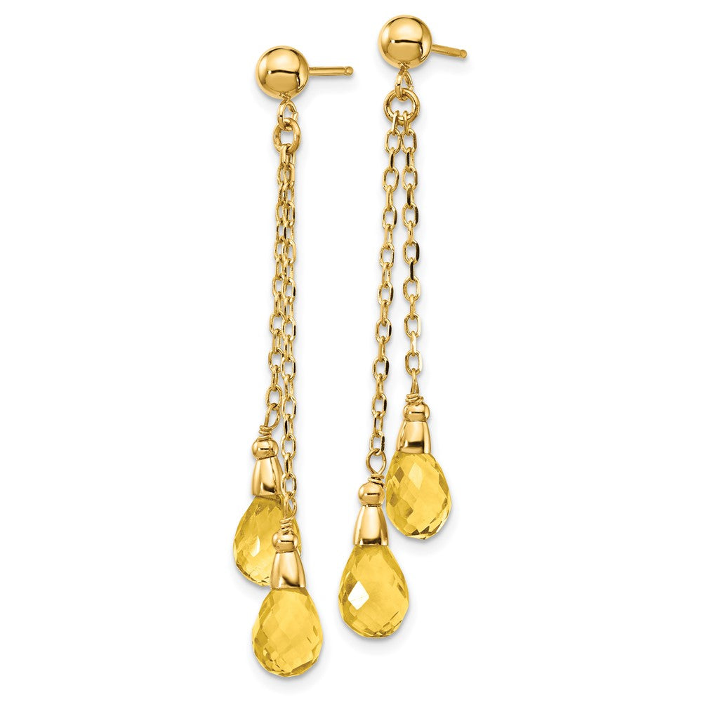 Citrine Dangle Earrings in 14k Yellow Gold