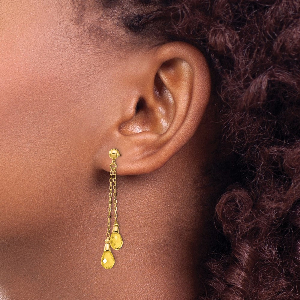 Citrine Dangle Earrings in 14k Yellow Gold