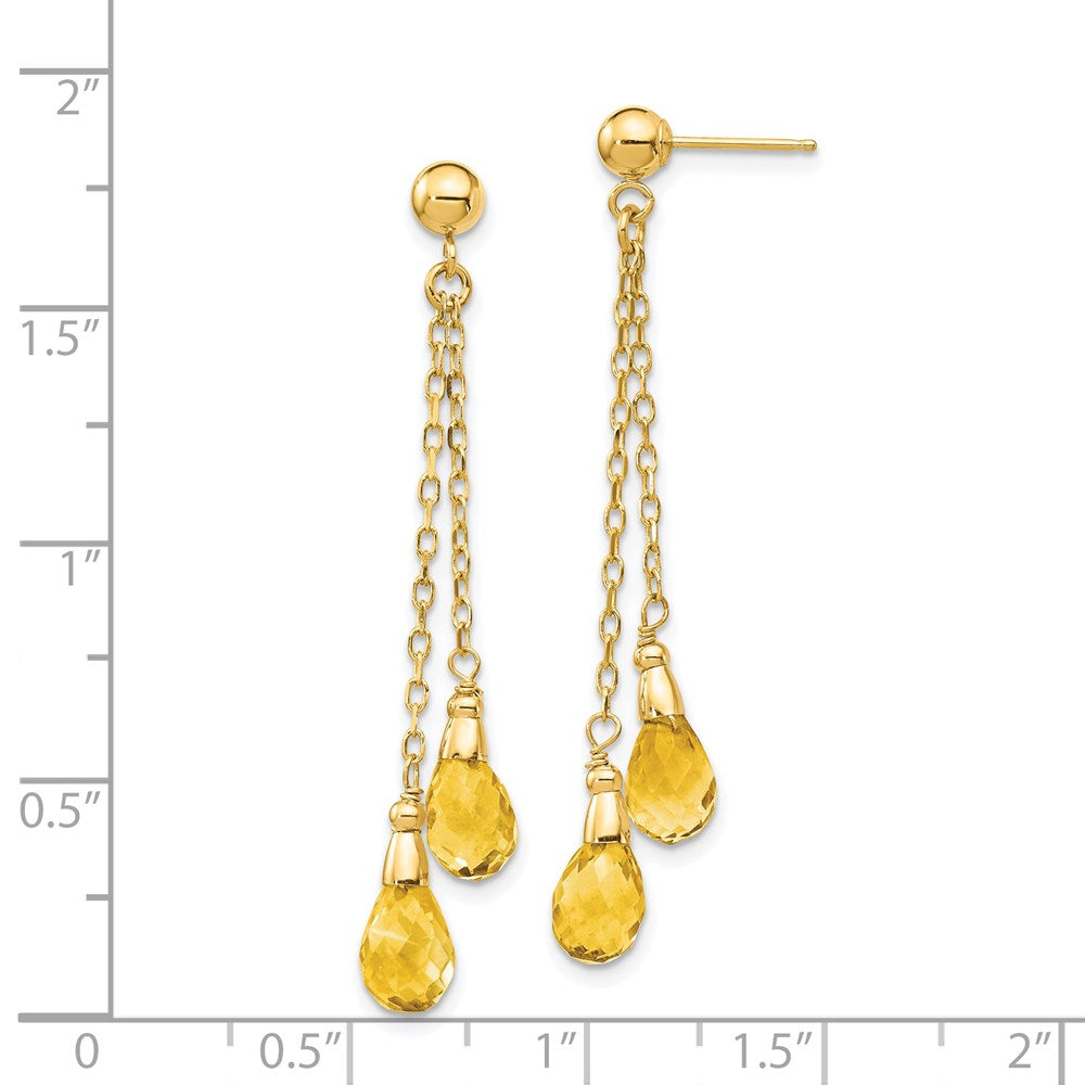 Citrine Dangle Earrings in 14k Yellow Gold