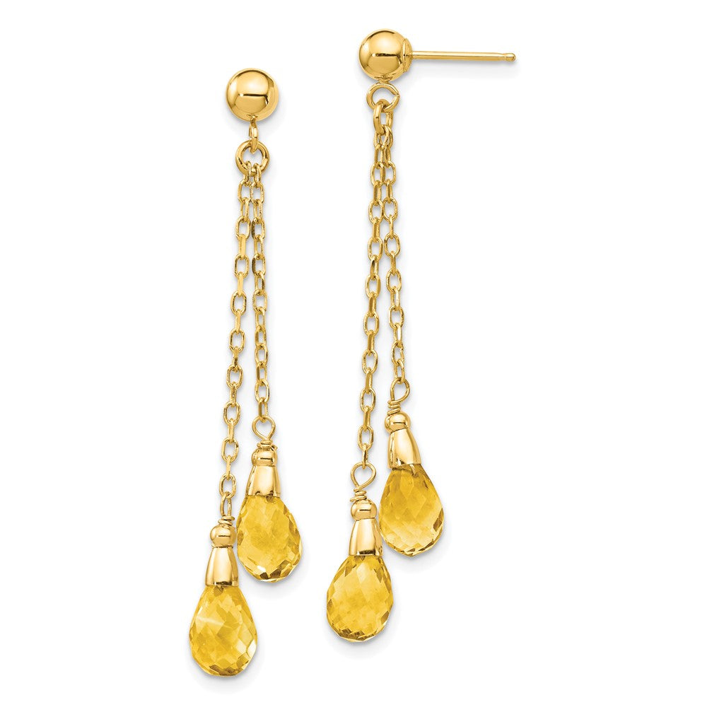 Citrine Dangle Earrings in 14k Yellow Gold