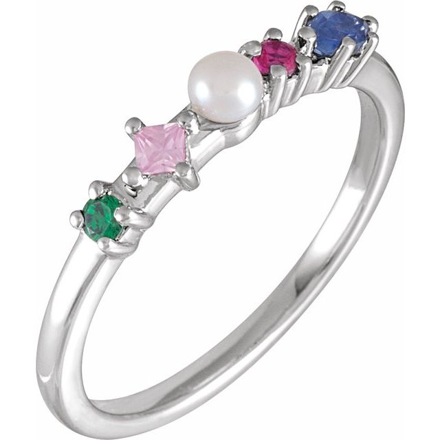 Cultured Freshwater Pearl & Natural Multi-Gemstone Ring