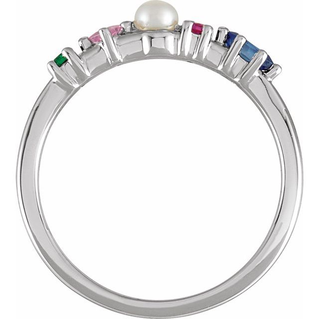Cultured Freshwater Pearl & Natural Multi-Gemstone Ring