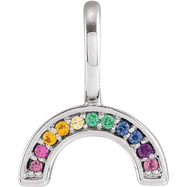 Round Natural Multi-Gemstone Rainbow Charm/Pendant