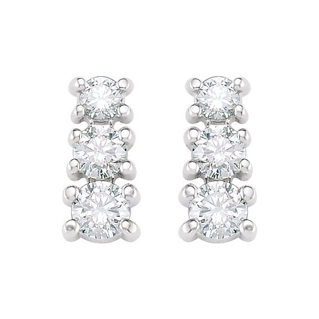 Round 3/8 CTW Diamond Three-Stone Earrings