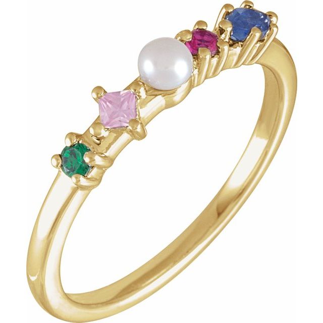 Cultured Freshwater Pearl & Natural Multi-Gemstone Ring