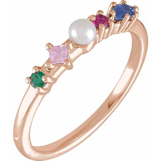 Cultured Freshwater Pearl & Natural Multi-Gemstone Ring