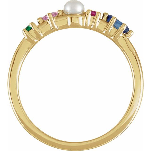 Cultured Freshwater Pearl & Natural Multi-Gemstone Ring