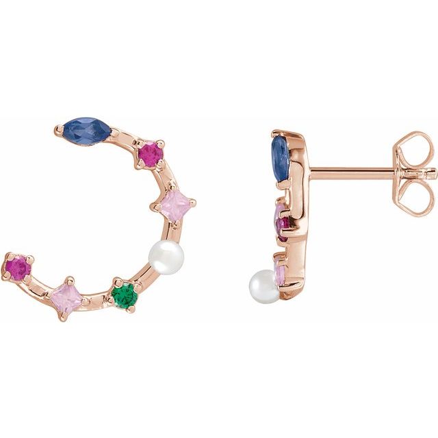 Cultured Freshwater Pearl & Natural Multi-Gemstone Earrings