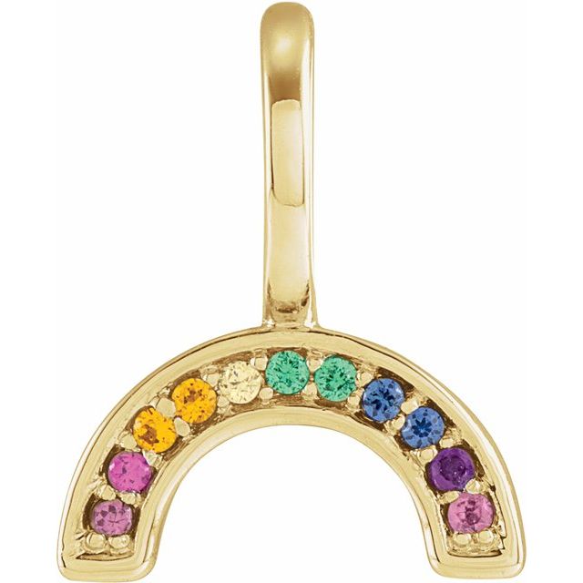 Round Natural Multi-Gemstone Rainbow Charm/Pendant