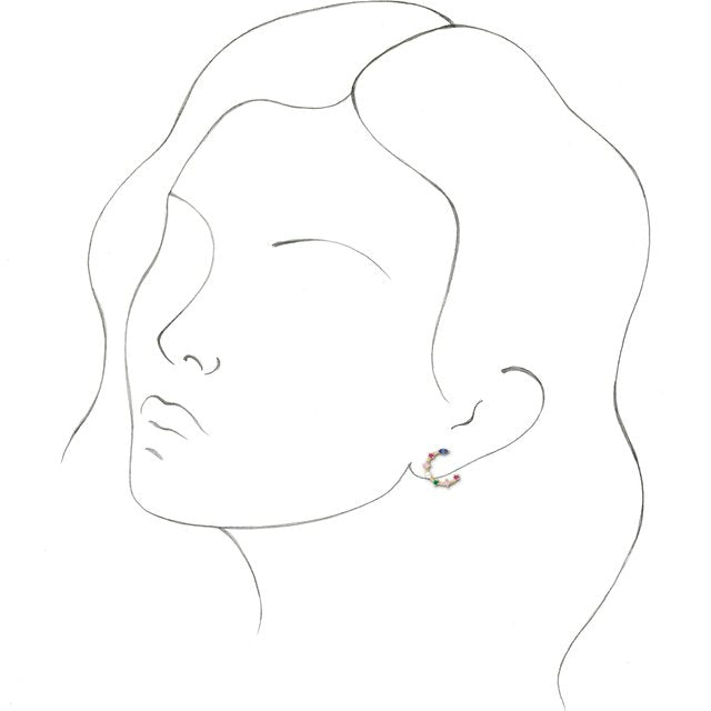 Cultured Freshwater Pearl & Natural Multi-Gemstone Earrings