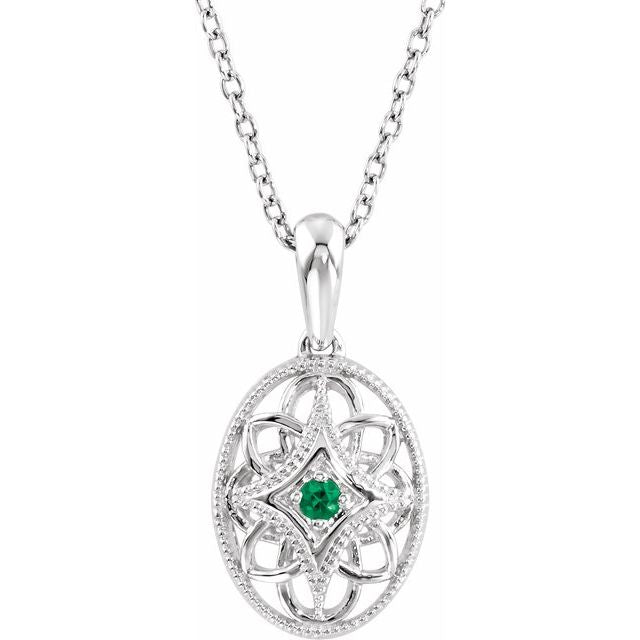 Round Natural Emerald Necklace