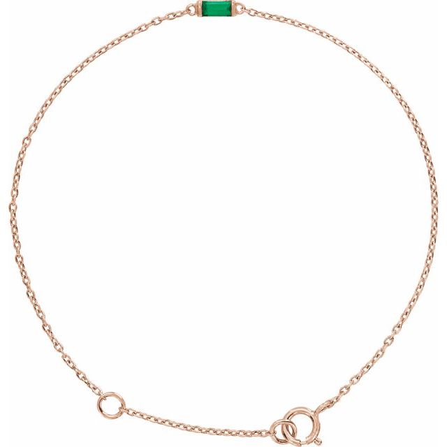 Straight baguette Straight Baguette Natural Emerald 6 1/2-7 1/2" Bracelet