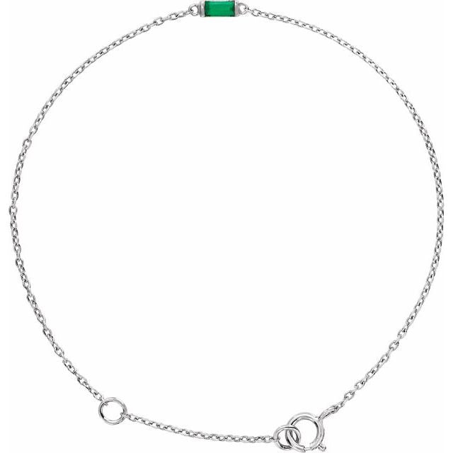 Straight baguette Straight Baguette Natural Emerald 6 1/2-7 1/2" Bracelet