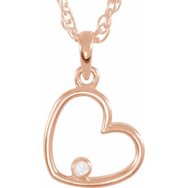 .015 CT Natural Diamond Heart Necklace